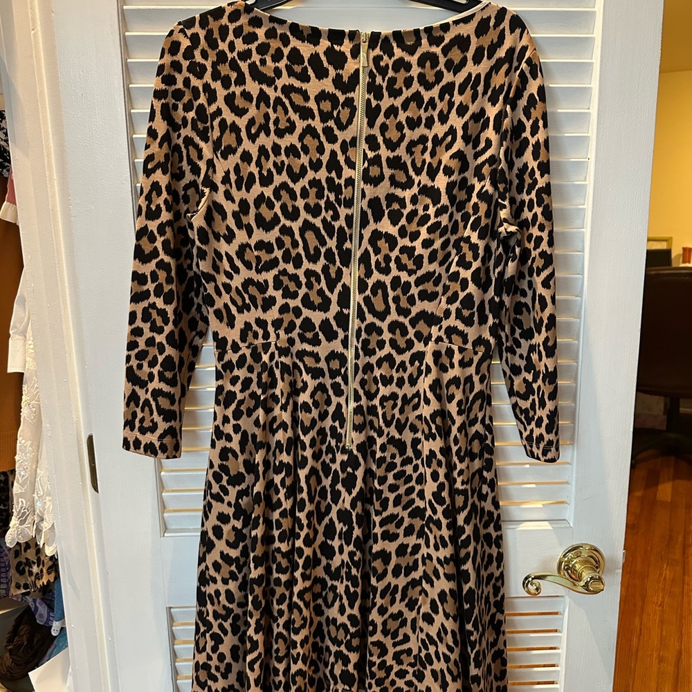 Kate Spade New York leopard print ponte fit & flare dress - Picture 3 of 6